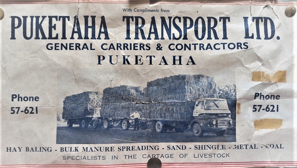Puketaha Transport Advert