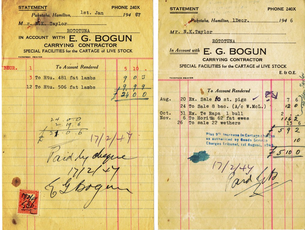E G Bogun invoices 1947