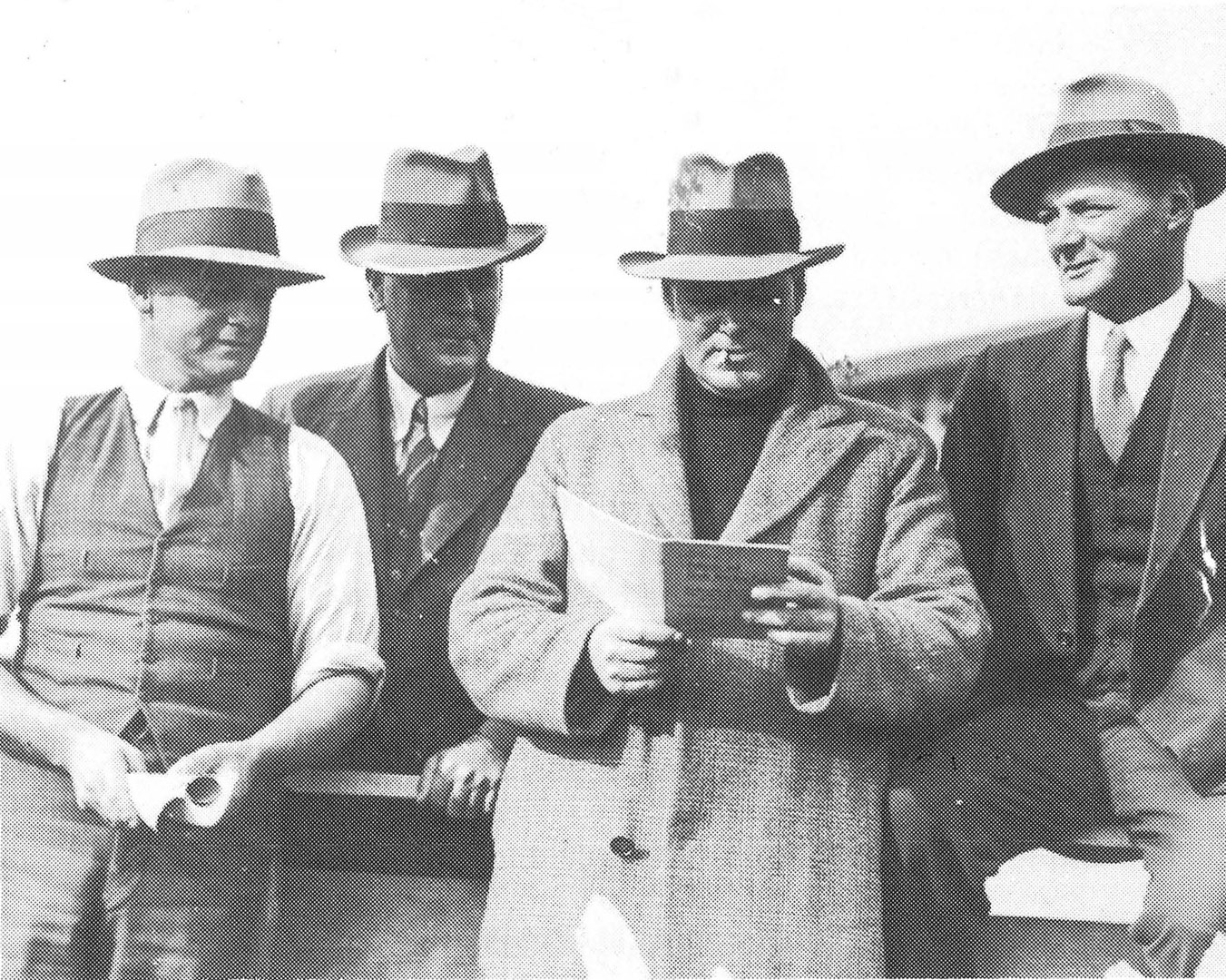 The Hinton brothers at the Frankton stock sale. L to R: Carl, Dick, George and Ross