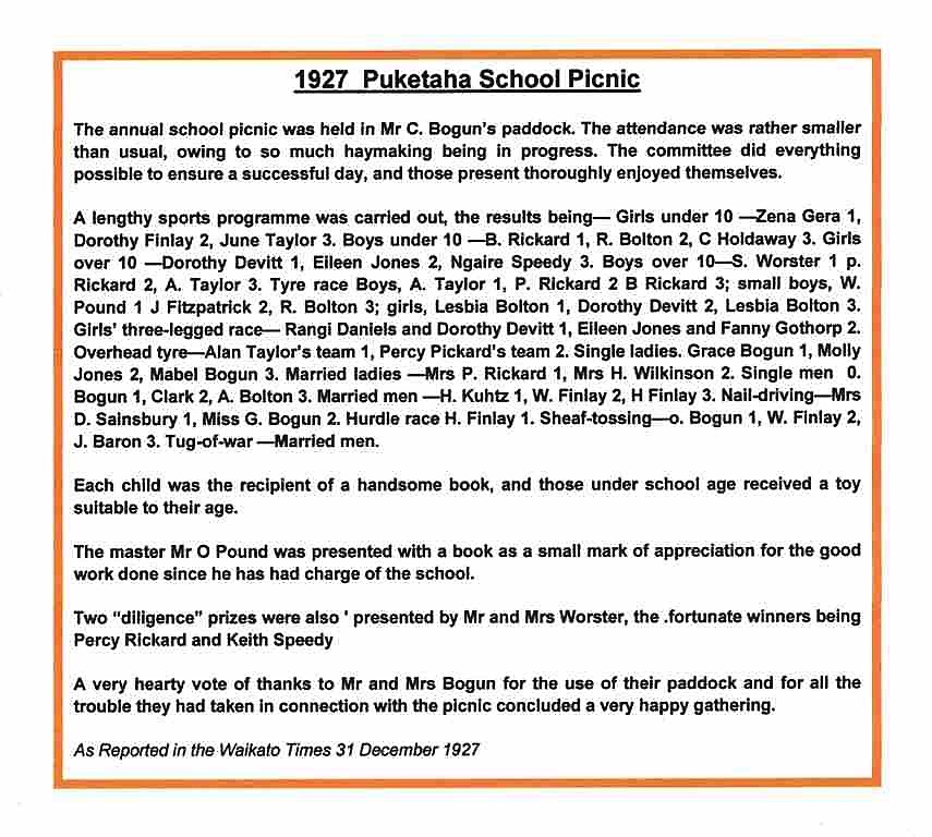 Puketaha School picnic1927