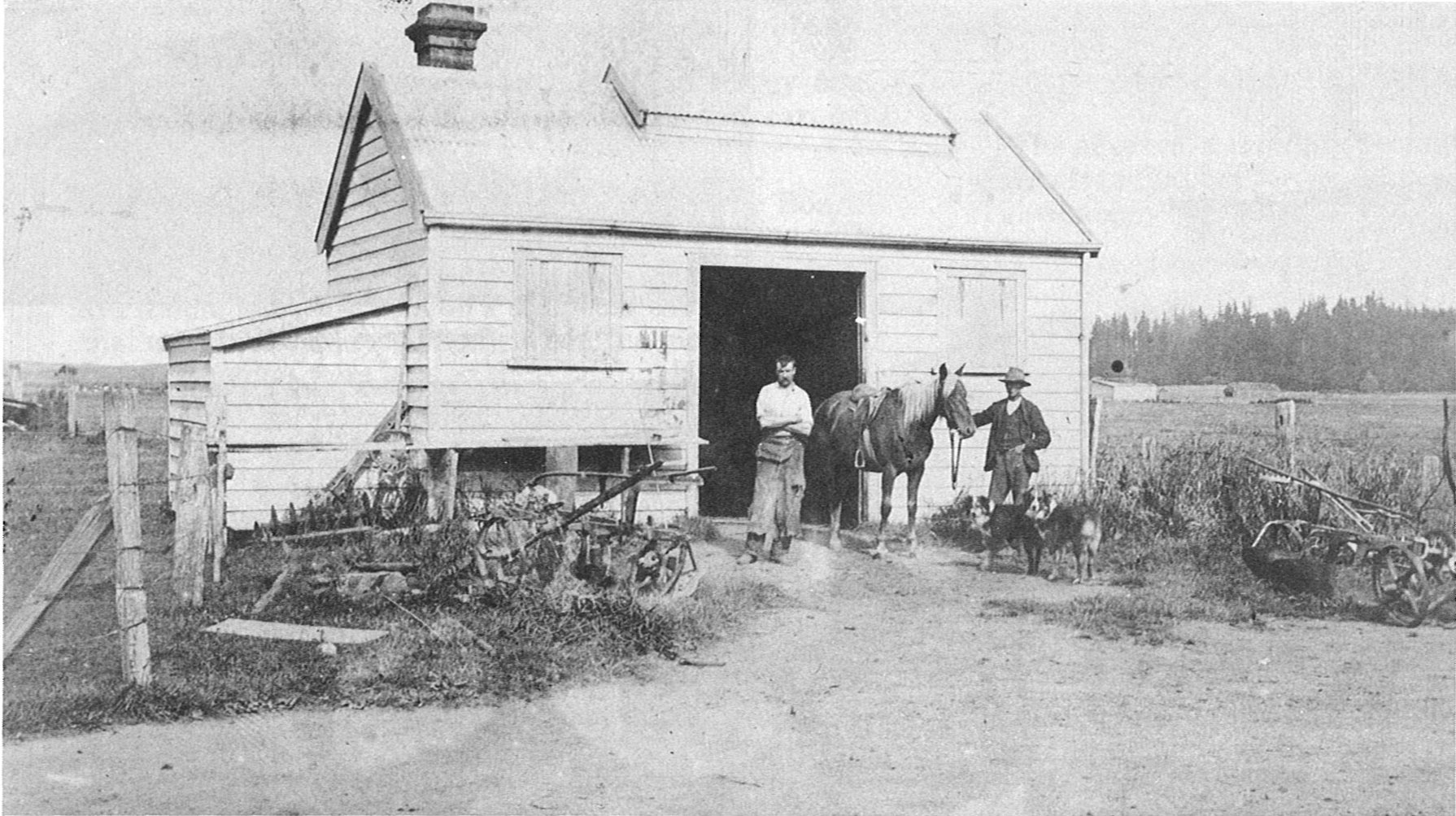 Mr Windsor, left, and his Blacksmith Shop, 1910.
